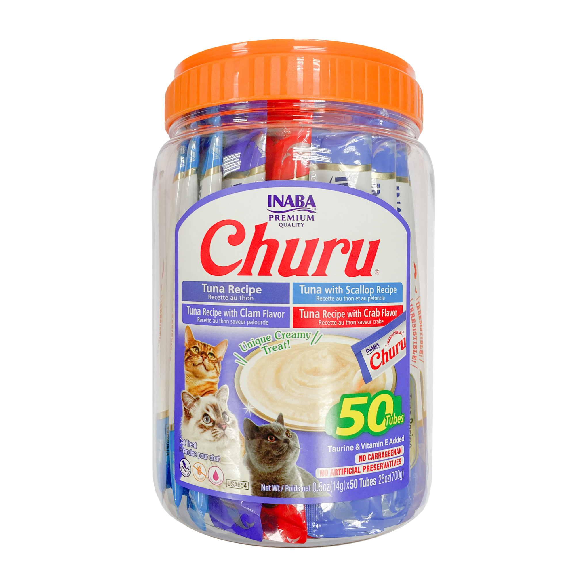 Inaba Churu Puree Tuna Seafood Variety Cat Treats 700g (50 Tubes)