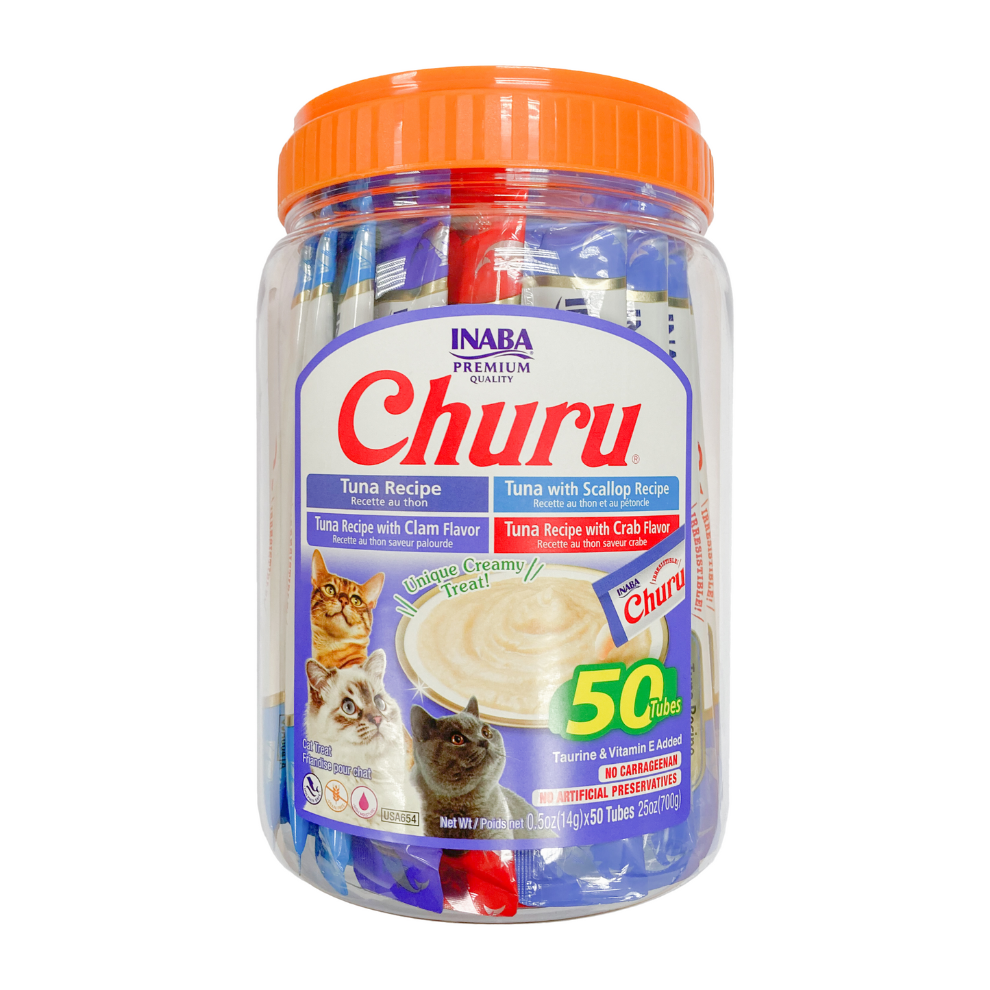 Inaba Churu Puree Tuna Seafood Variety Cat Treats 700g (50 Tubes)