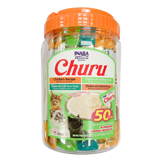 Inaba Churu Puree Chicken Seafood Variety Cat Treats 700g (50 Tubes)