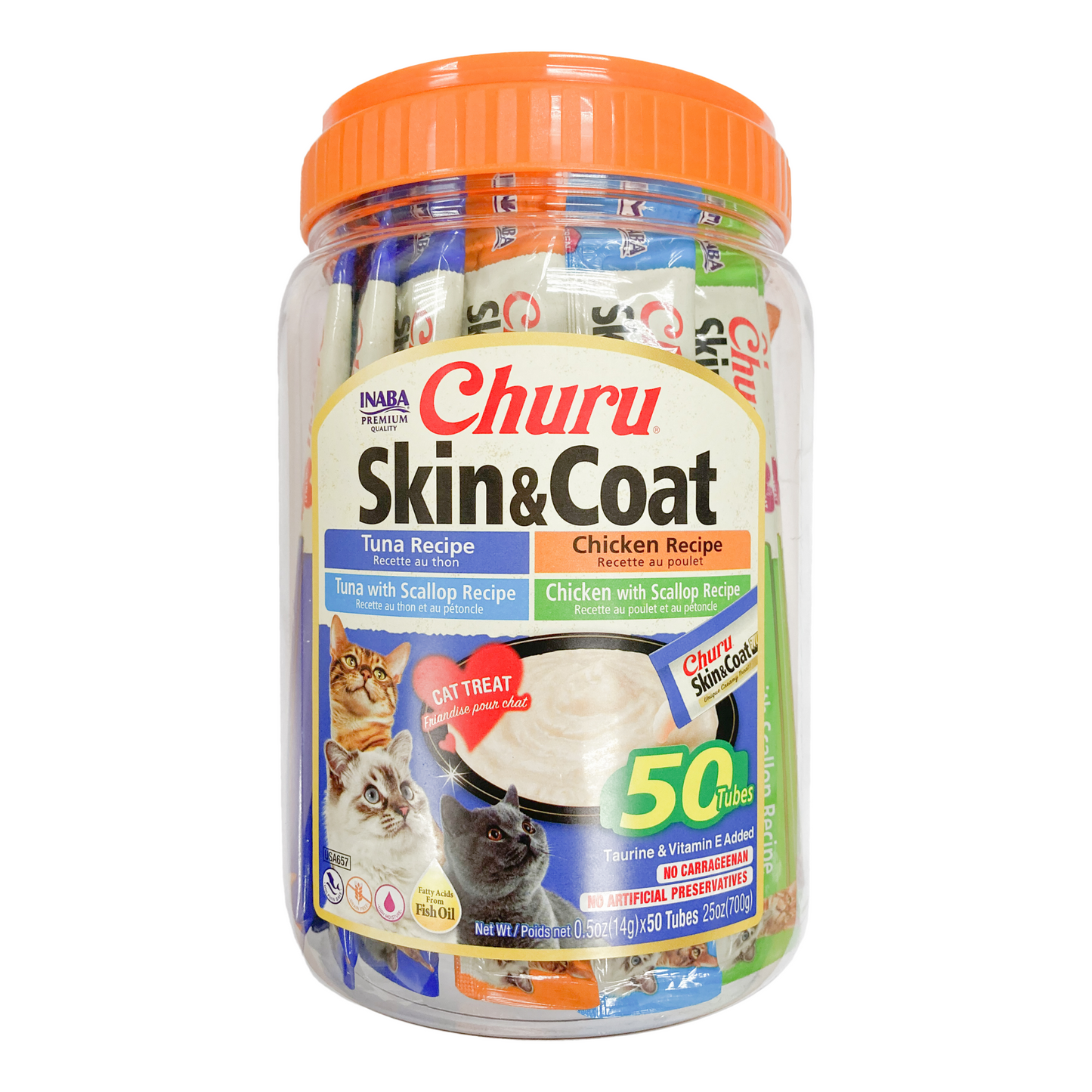 Inaba Churu Skin & Coat Variety Cat Treats 700g (50 Tubes)