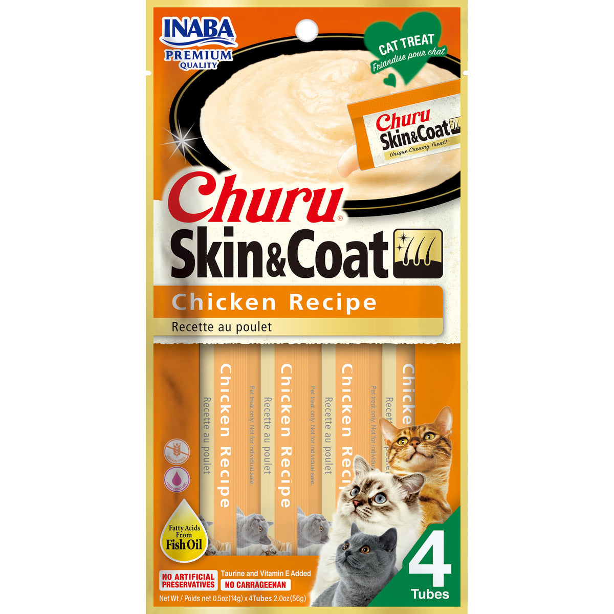 Inaba Churu Puree Skin & Coat Cat Treat | Chicken 56g