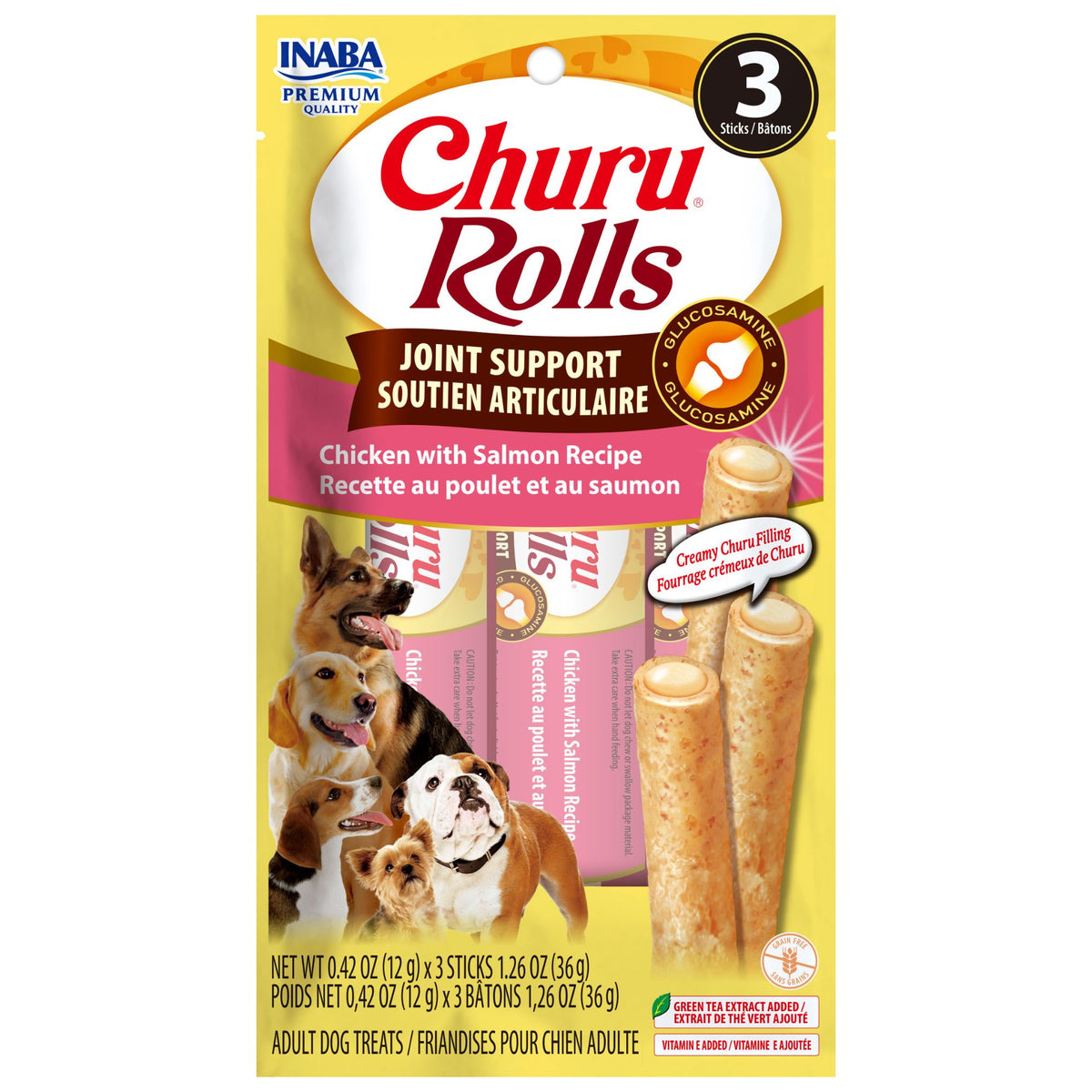 Inaba Churu Rolls for Dogs Joint Support | Chicken & Salmon 36g