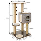 Taily Cat Scratching Tree Post Cubox Wooden Cat Tower Condo Removable Cover Cat Trees Furniture Toy for Indoor Cats