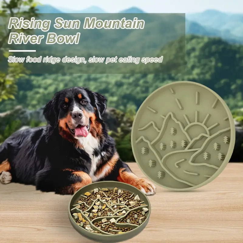 Mountains Shaped 3-in-1 Pet Slow Food Bowl Silicone Licking Mat and Puzzle Feeder