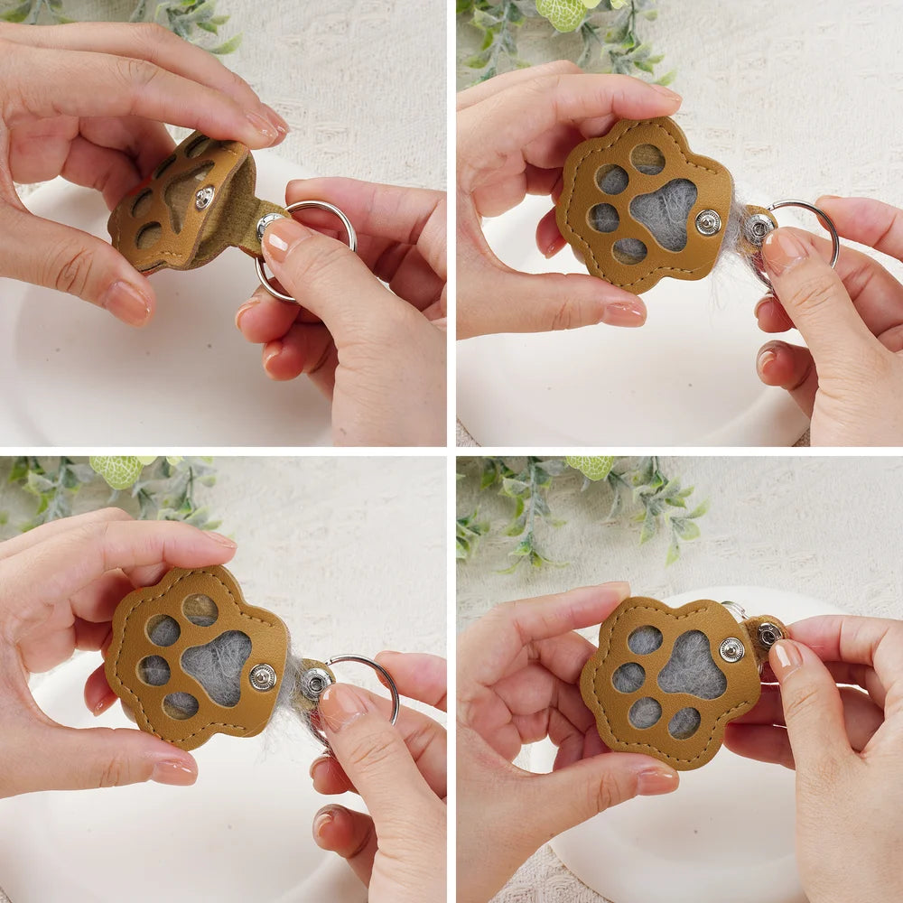 Paw Key Ring Pet Memorial Paw Keychain, Paw Leather KeyChain, Cute Leather Case