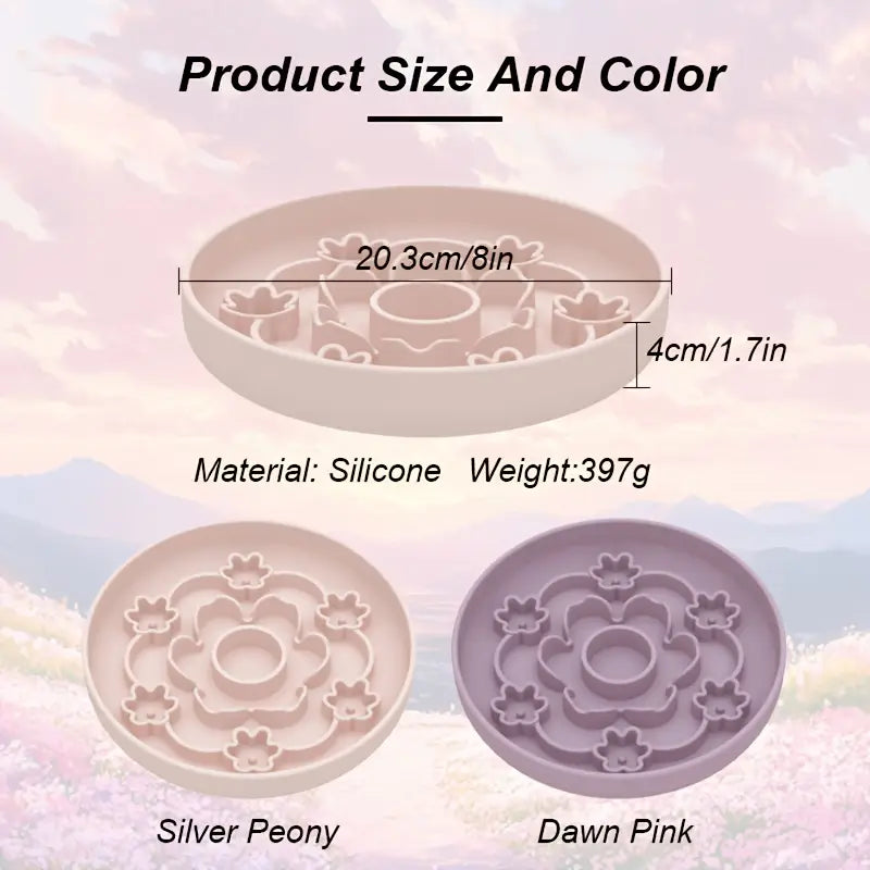 Flowers Shaped 3-in-1 Pet Slow Food Bowl Silicone Licking Mat and Puzzle Feeder