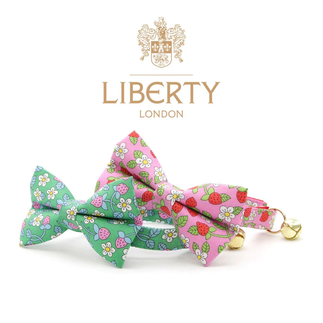 Cat Collar - "Wild Strawberry - Mint" - Liberty of London® Jade Floral Cat Collar / Breakaway Buckle or Non-Breakaway / Cat