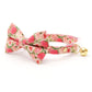 Bow Tie Cat Collar Set - "Pretty in Peony - Pink" - Peonies Cat Collar w/ Matching Bow / Floral, Spring, Summer, Wedding / Cat, Kitten,