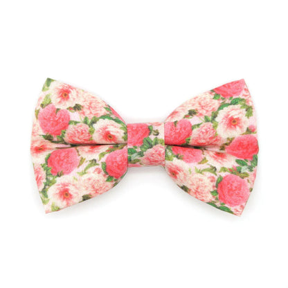 Bow Tie Cat Collar Set - "Pretty in Peony - Pink" - Peonies Cat Collar w/ Matching Bow / Floral, Spring, Summer, Wedding / Cat, Kitten,