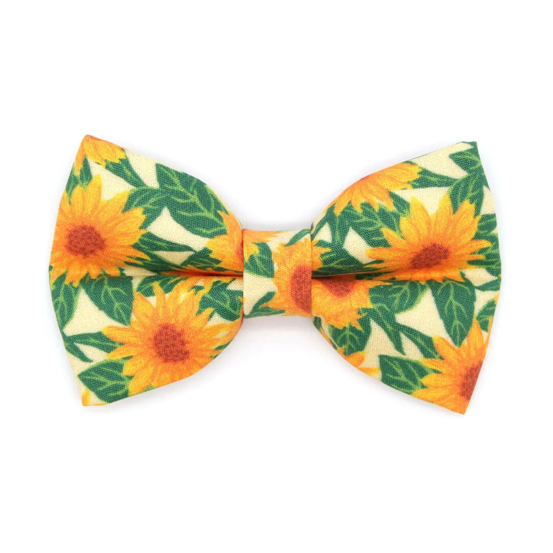 Bow Tie Cat Collar Set - "Sunflowers" - Yellow Floral Cat Collar w/ Matching Bowtie / Cat