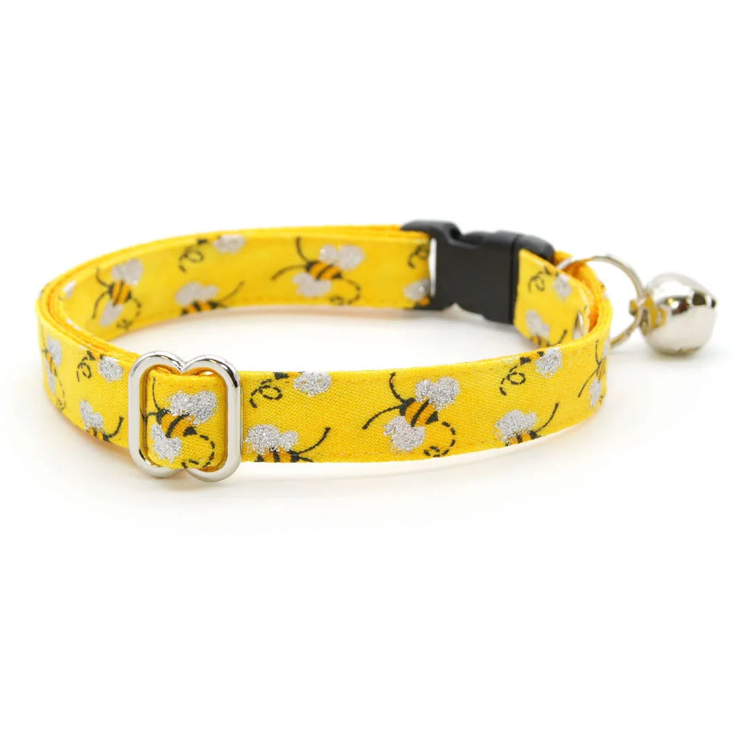 Bow Tie Cat Collar Set - "Show Me The Honey" - Yellow Bee Cat Collar w/ Matching Bowtie / Spring + Summer / Cat