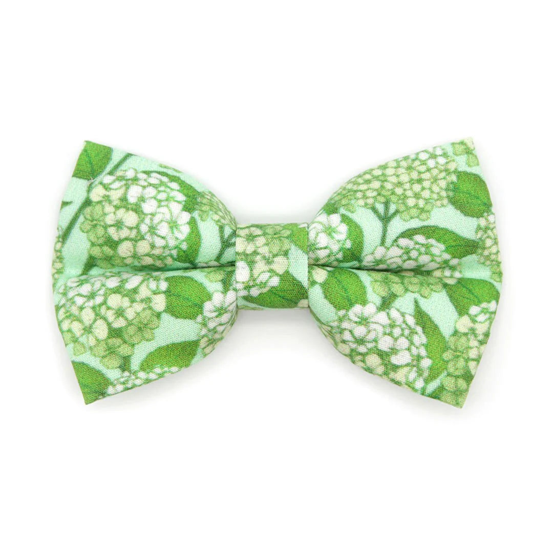 Bow Tie Cat Collar Set - "Hydrangea Hill" - Botanical Green Cat Collar w/ Matching Bowtie / Spring + Summer Floral / Cat