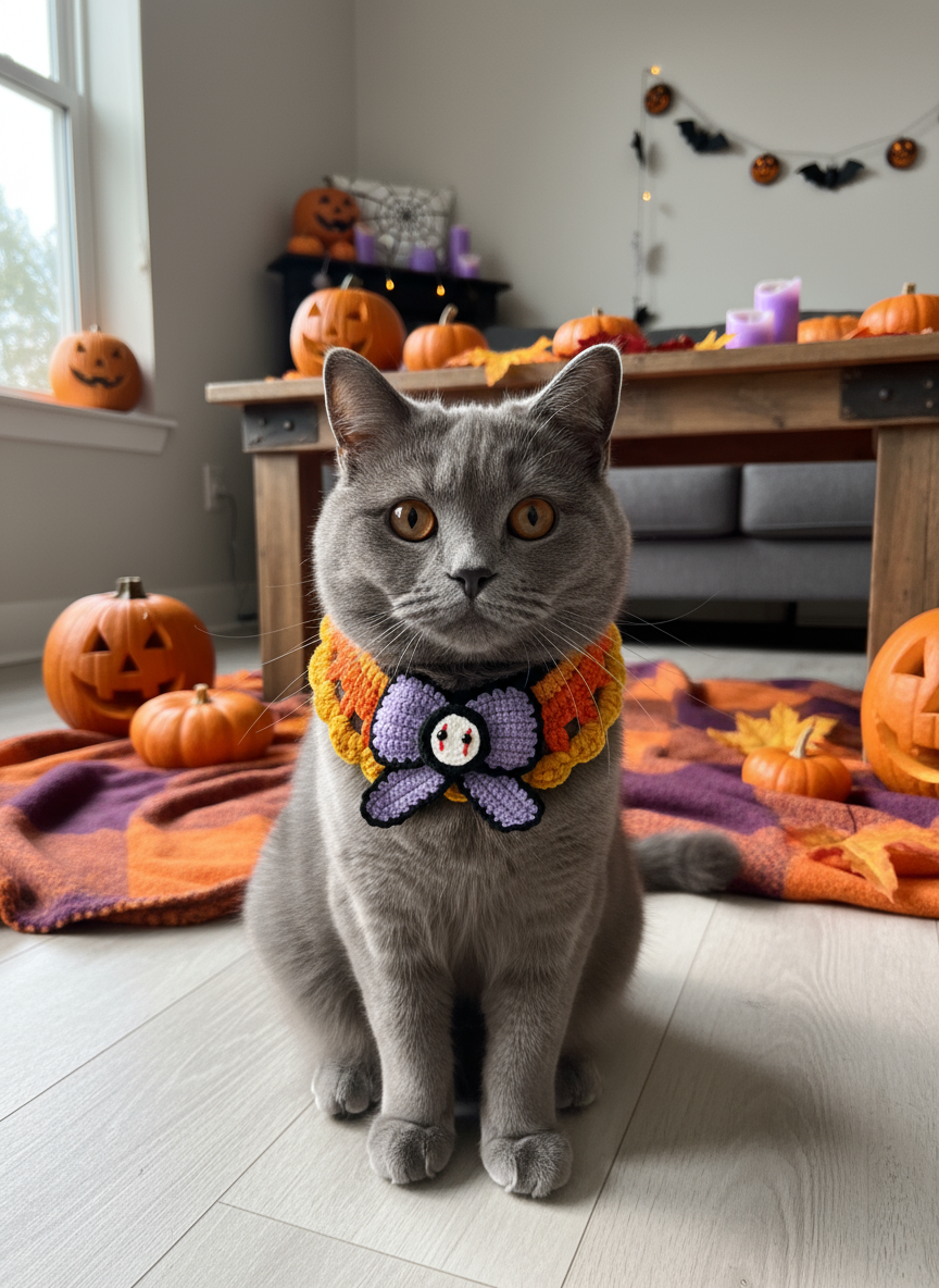 Handmade Knitted Halloween Bandana