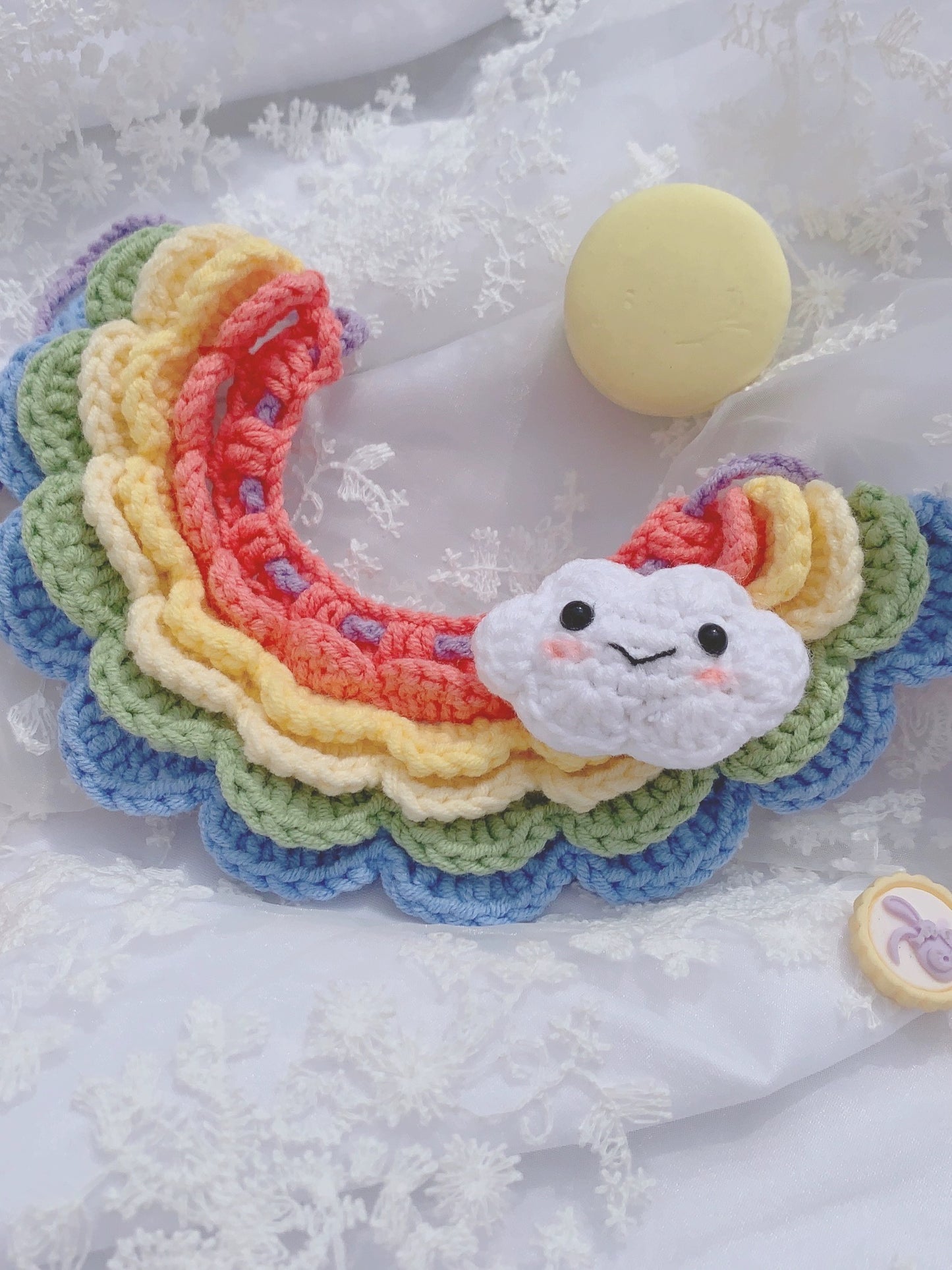 Hand Knitted Rainbow Bandana