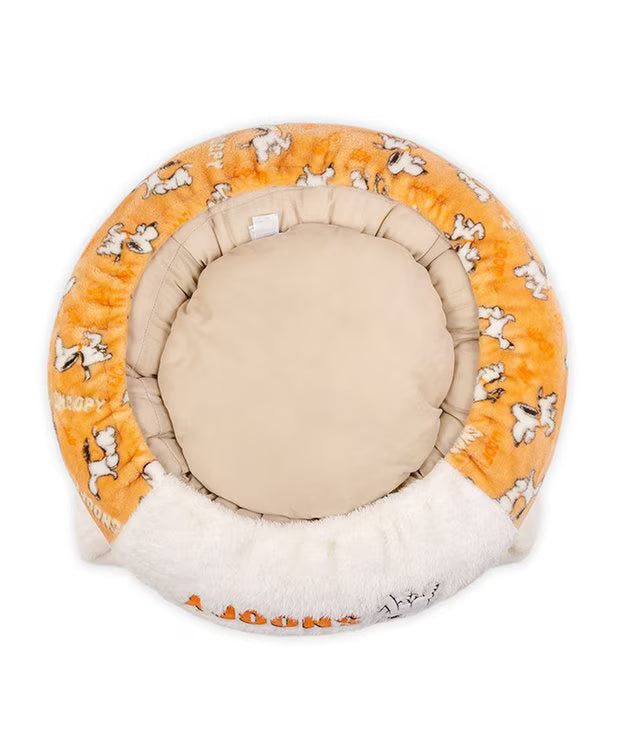 Authentic Far Infrared "Tekuteku pattern" Snoopy Round Sleeping Bag Cuddler Cat Pet Bed Warm Heat Retention Cold Protection Fluffy Nursing Care