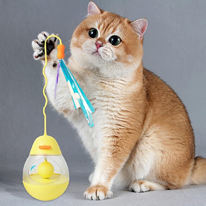 Cat Tumbler Toy In White | Yellow