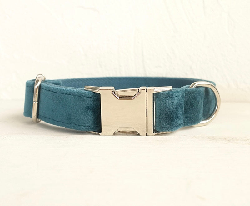 Green Velour Collar Leash Bowtie