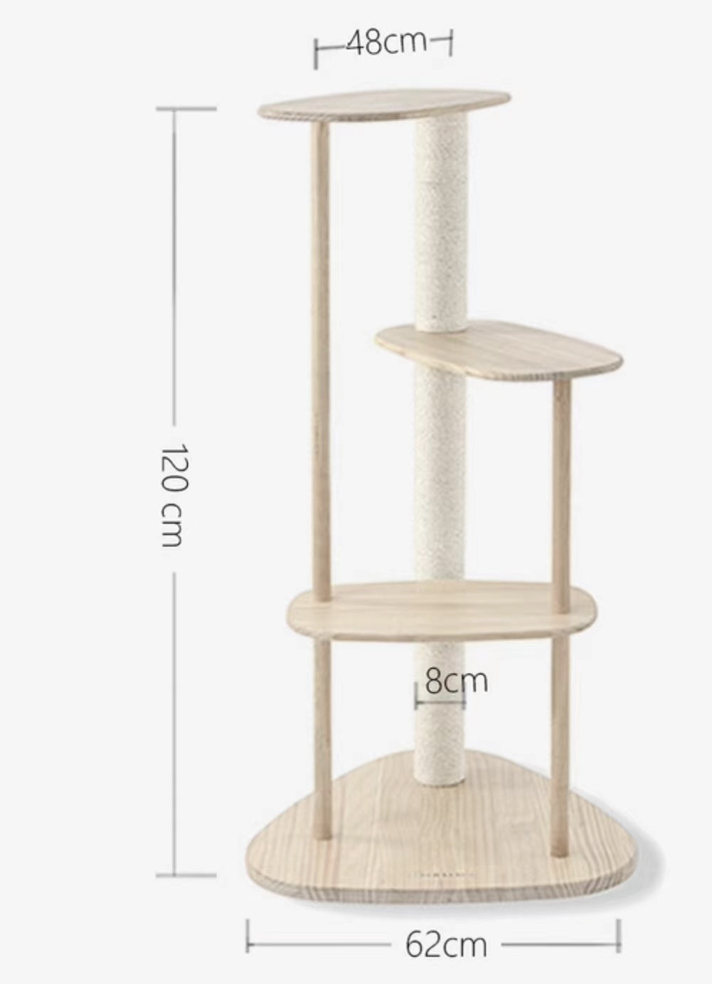 Cat Tower Scratching Post 4 Tier With Sisal Rope Wood Colour