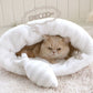 Cat Sleeping Bag (55 x 55cm) Reversible Beige Pink