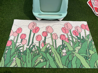 Cat Litter/Non Slip Mat - Tulips