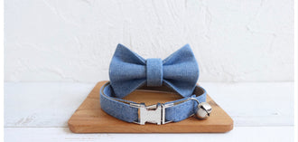 Denim Cat/Puppy Collar Bowtie