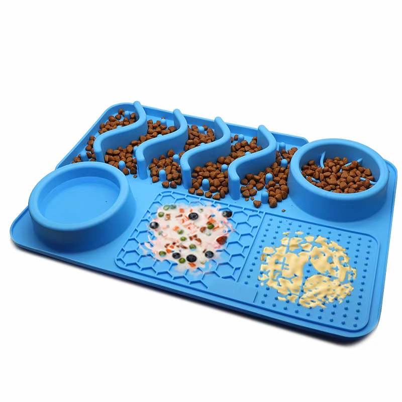 3-in-1 Pet Slow Food Bowl Silicone Licking Mat and Puzzle Feeder