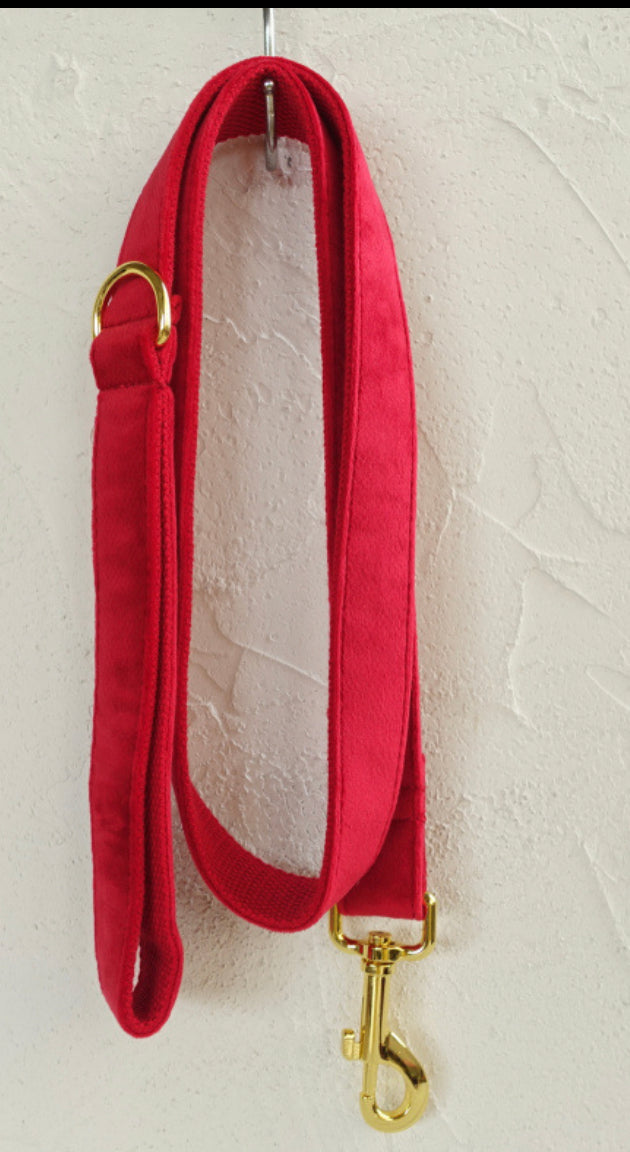 Red Velour Bowtie Collar Leash