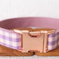 Purple Checks Collar Leash Bowtie