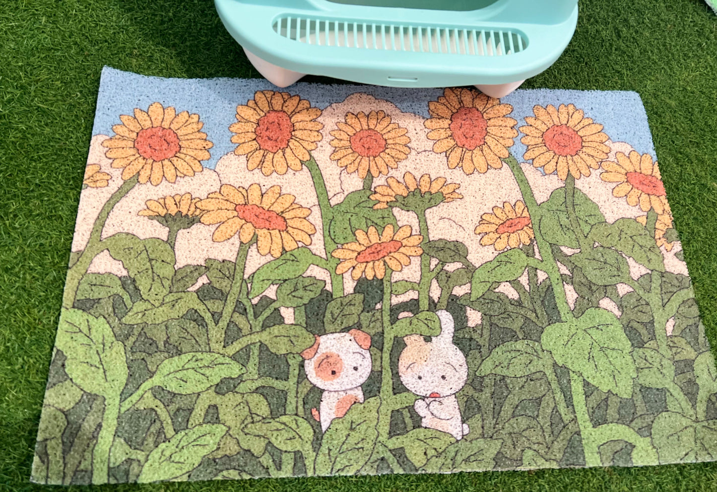 Cat Litter/Non Slip Mat - Sunflowers