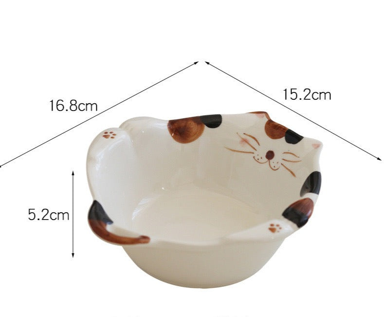 Ceramic Cat Bowl and Plates