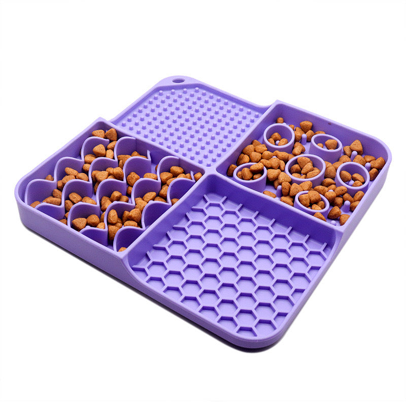 3-in-1 Pet Slow Food Bowl Silicone Licking Mat and Puzzle Feeder